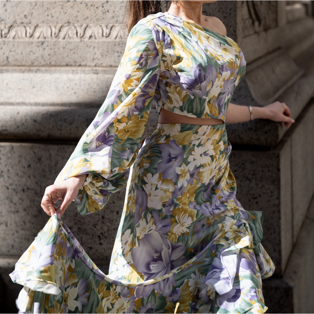 Asymmetrical Tropics Maxi Dress in Lavender & Multicolor from Bronx and Banco - Picture 5 of 16